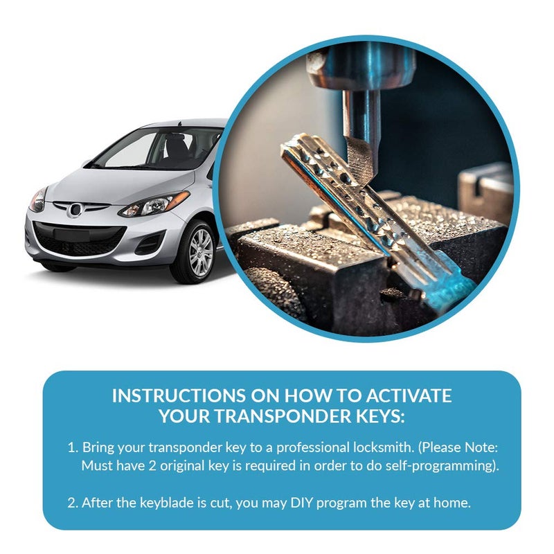 Keyless2Go مفتاح سيارة بديل غير مقصوص مع جهاز إرسال للتشغيل لسيارات مازدا المختارة - Image 4